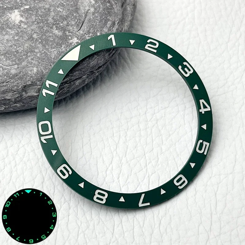 Enhanced 38mm Flat Super Luminous Ceramic Watch Bezel Insert