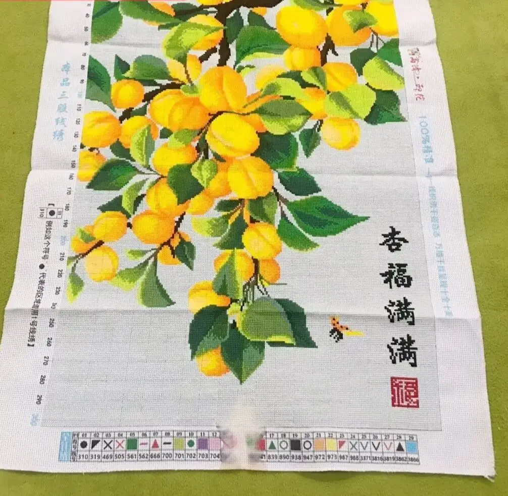 [Prodotto Finito] Punto Croce Ricamato A Mano, Prodotto Finito, Frutta Felice E Bella 60*80 Cm