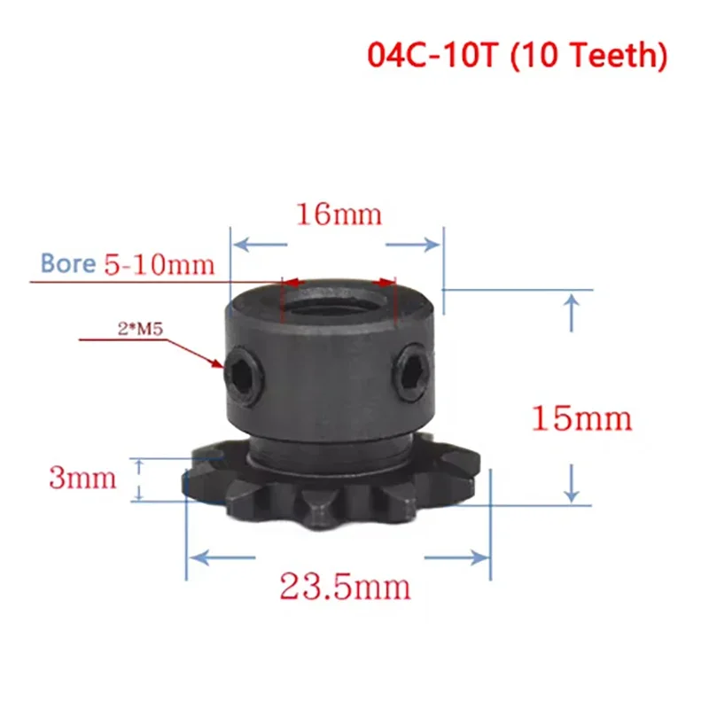 Industrial Drive Sprocket 1PCS #25 Chain Drive Sprocket Wheel 9Tooth 10Tooth Bore 5/6/8/10mm Pitch 1/4" 6.35mm For 04C Chain