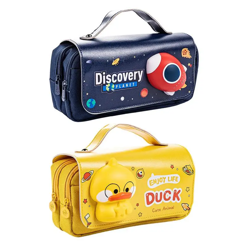 

Пенал большой емкости, Холщовый органайзер для ручек с рисунками животных из мультфильмов, вместительный Настольный органайзер, контейнер для маркеров и ручек