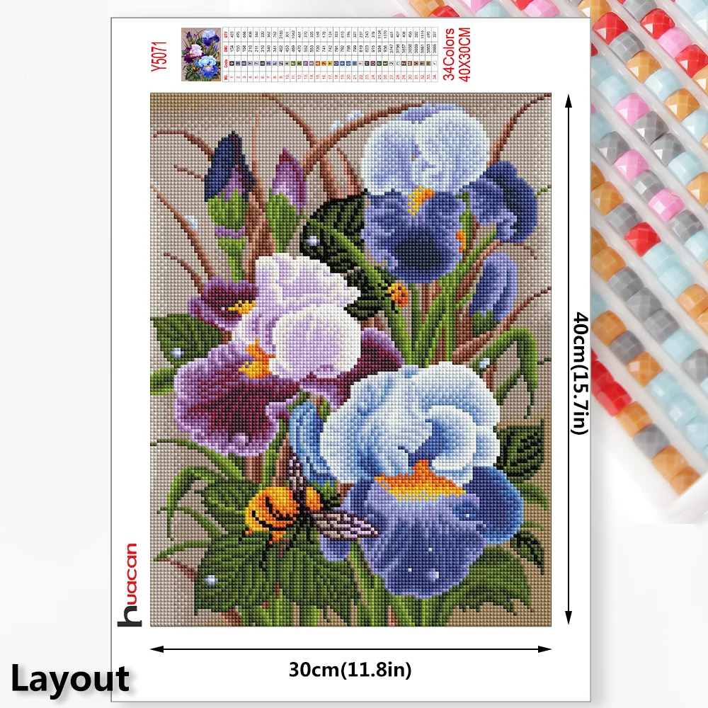Diamond Painting Huacan Diamond Embroidery Flower Picture By Rhinestones Floral Full Square Drill Mosaic Home Decoration