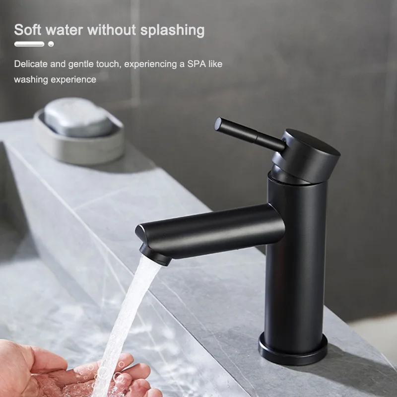 

Kitchen Sink Faucet Cold and Hot Mixing Valve Basin Classic Black Apartment Bathroom Household