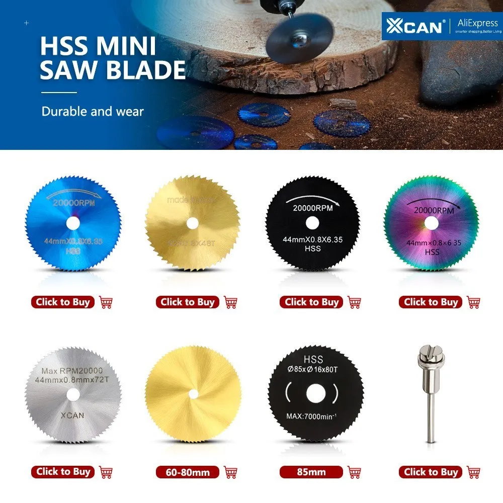 XCAN HSS-Sägeblatt, 22–85 mm, Kreissägeblatt, 60 Zähne/72 Zähne/108 Zähne/120 Zähne, Titanbeschichtete Mini-Trennscheibe für Drehwerkzeuge, Holz, Metall – Detail 1