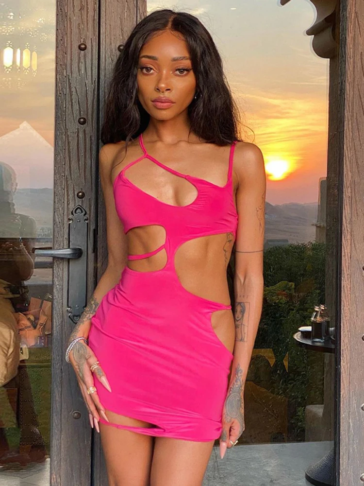 

Sexy String Backless Cut Out Bodycon Mini Dress Women Sleeveless Punk Grunge Clothes 2022 Summer Nightclub Party Vestidos