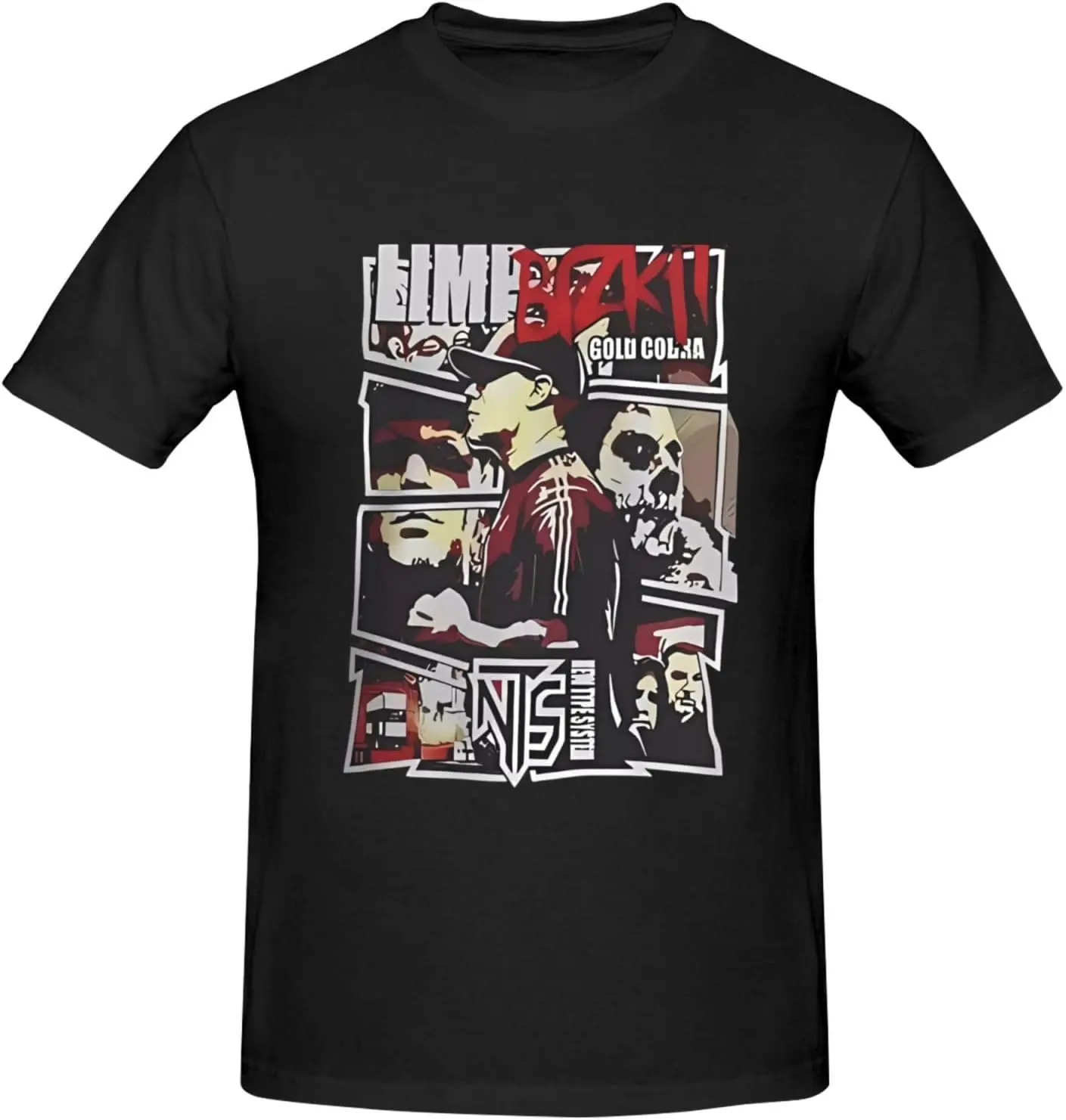 

Mens Cotton Cute Crewneck Short Sleeve T Shirt Comfort Limp Music Bizkit Graphic Tee Shirts Tops