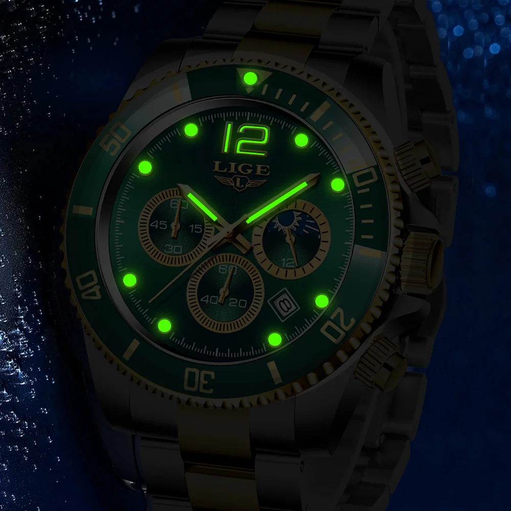 Mens Watches LIGE Top Brand Luxury Watch for Men Waterproof Sports Stainless Chronograph Quartz Wristwatch Relogio Masculino+Box - 4