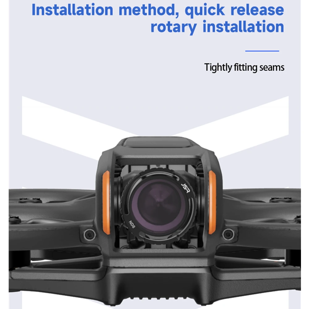 Boîte du lot de 8 filtres ND pour DJI Mini 3 Pro, avec les indices ND gravés sur chaque filtre.