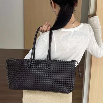 Borsa a tracolla di lusso Borsa per la spesa in tessuto squisito di marca Borsa tote per pendolari da donna semplice ed elegante con manico superiore di grande capacità