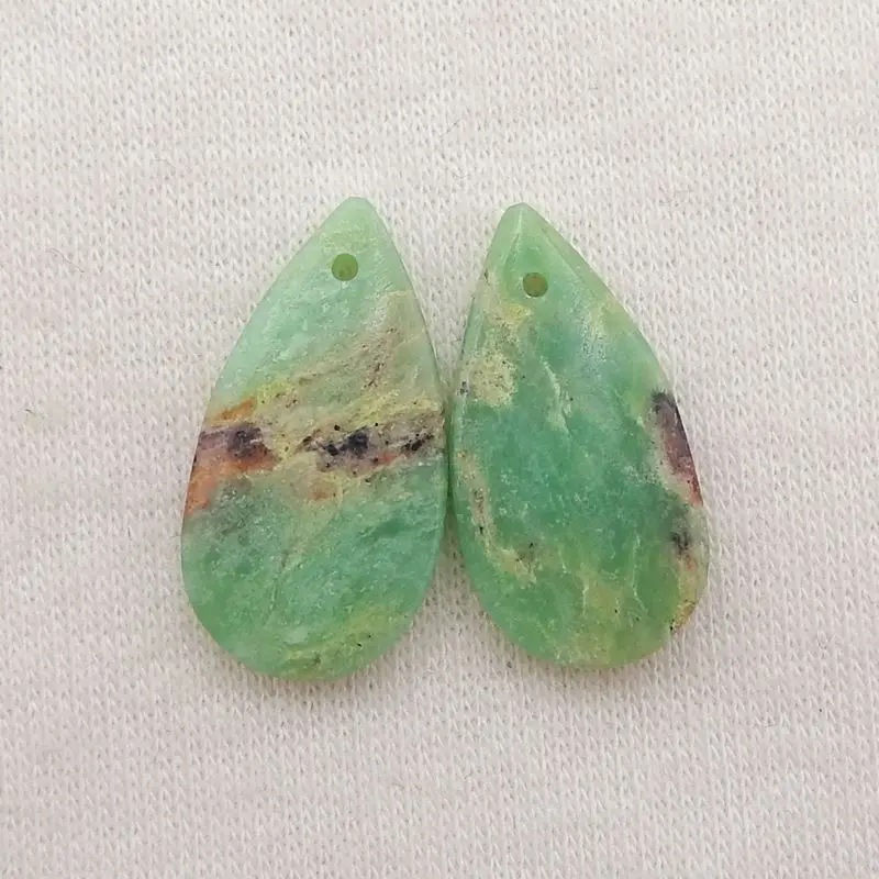 Natural Stone Chrysoprase Gemstone Fashion Earring Bead DIY Making 21x11x3mm,2g