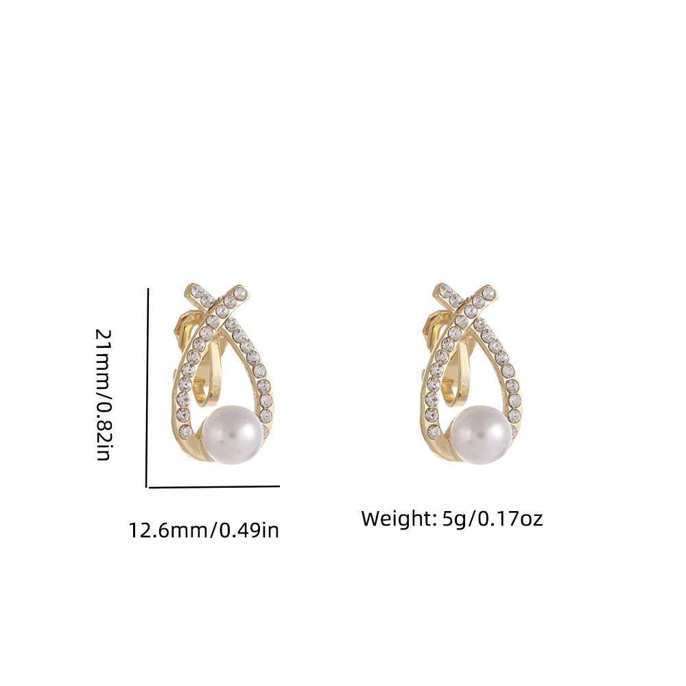 Fashion Pearl Rhinestone Clip on Earrings for Women Girls Korean Style Elegant Jewelry Ear Rings Fishtail Lady Earrings Gift