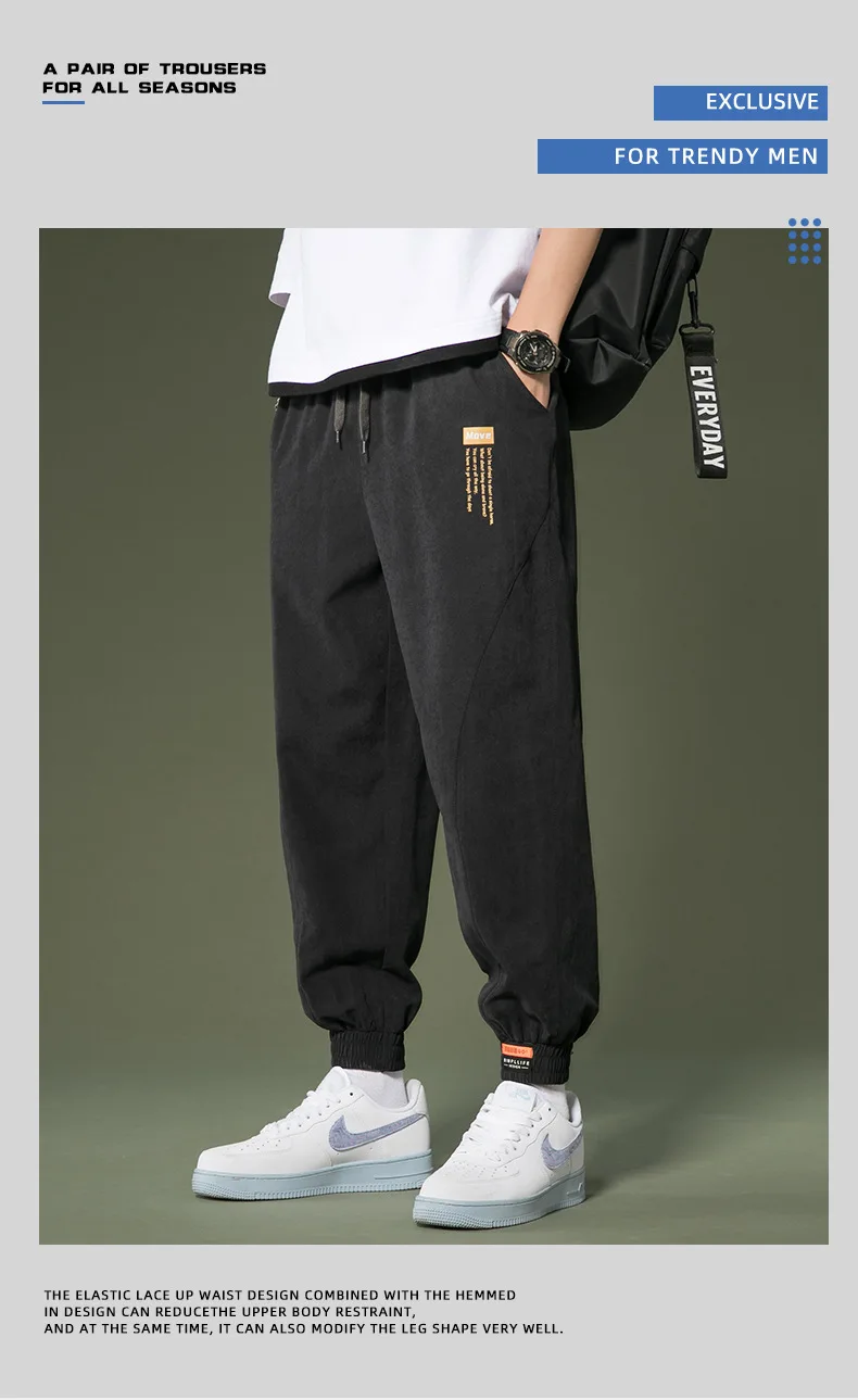 Pants Men's Spring Handsome Plush Trend Loose High Street Legged Leisure Sports Pants Autumn Winter business pants mens