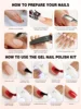 YOKEFELLOW Cherry Blossom Pink Gel Nail Polish Set with UV LED Light Base Gel Top Coat Starter Kit Popular Sheer Pink Gel Polish 5