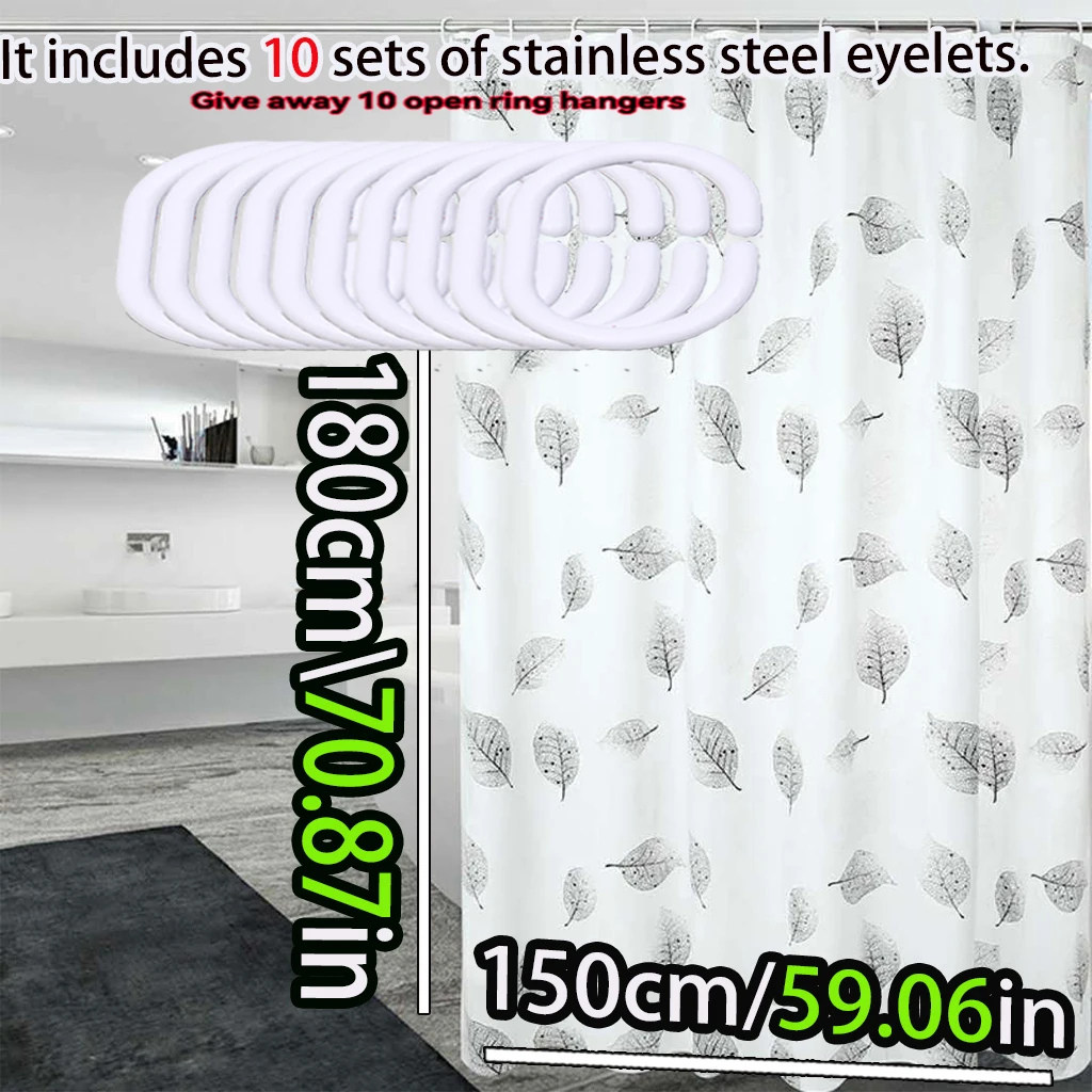 Leaf Print Shower Curtain 3