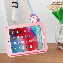 Colorful Kids' Cartoon Silicone Tablet Stand Case - Durable Protective Cover with Fun Designs for Mini 6 7 (8.3 inch) (360 Pink Unicorn)