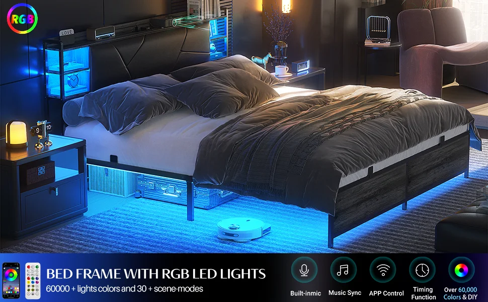 bed frame with led lights