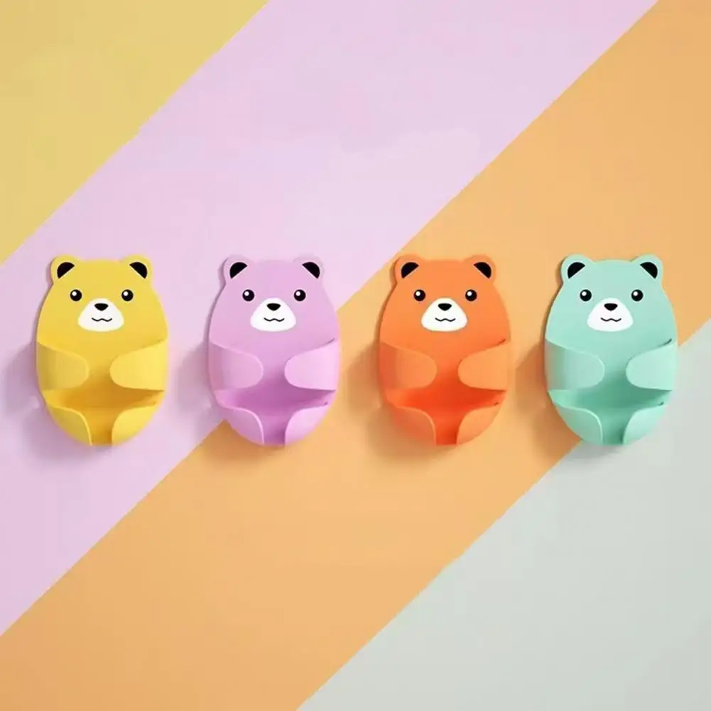 Easy Install Socket Hanger Socket Hanger Cartoon Bear Design Self-adhesive Wall Socket Holders Cable Management for Kitchen