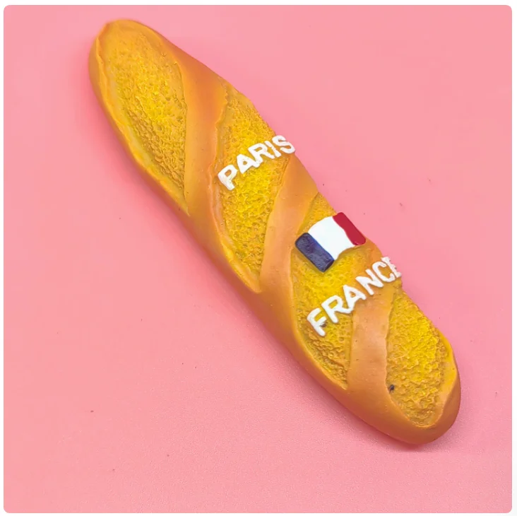 Busta di carta francese dipinta a mano Baguette Magneti per frigorifero 3D Souvenir turistici Adesivi magnetici per frigorifero  15
