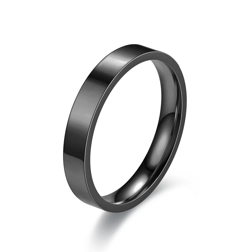 4mm Simplicity Flat Stainless Steel Rings Japanese Korean Fashion Glossy Titanium Steel Finger Rings Youth Boy Girl Jewelry Gift 5