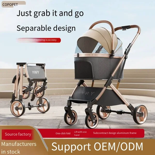 Separable high-end pet stroller with multifunctional bag separation function easy to carry one click collection for cat dog cart 2