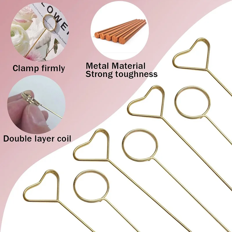 Floral Card Holder Picks 100-20PCS Metal Wire Place Card Holder Picture Holders Photo Stick Clip Floral Picks for Wedding Party