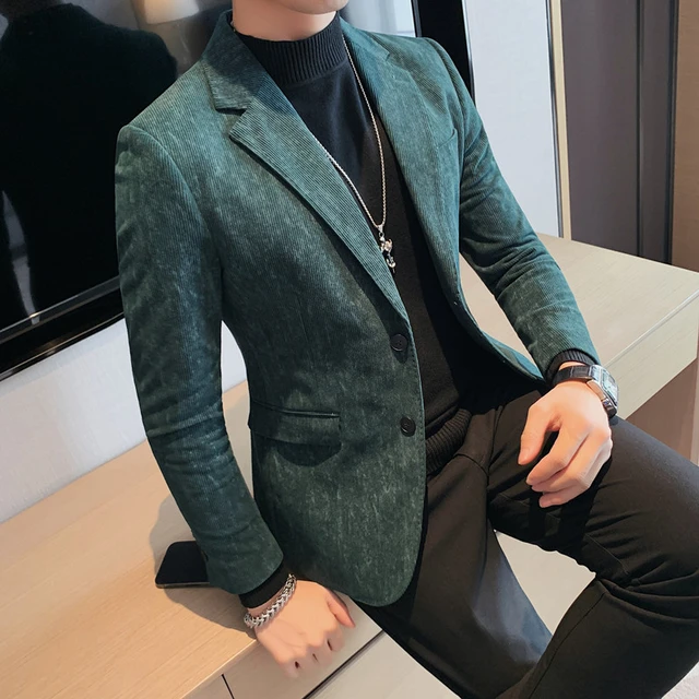 2022 Autumn Winter Warm Wool Blazer Men Slim Casual Business Suit Jacket  Streetwear Social Wedding Costume Homme Men Clothing - Blazers - AliExpress