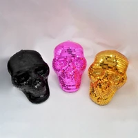 Reflective Mirrored Skull Head Ornament Hanging Chain Discos Balls Pendants for Halloween Parties and Unique Home Decors 2