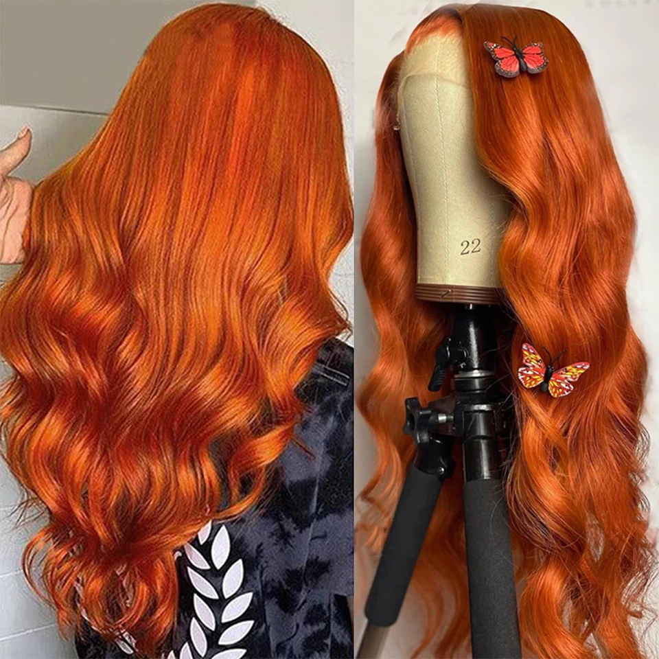 Body Wave Lace Front Wigs Human Hair Ginger Orange Wig 13X4 HD Lace frontal Wigs Human Hair Pre Plucked with Baby Hair Wigs