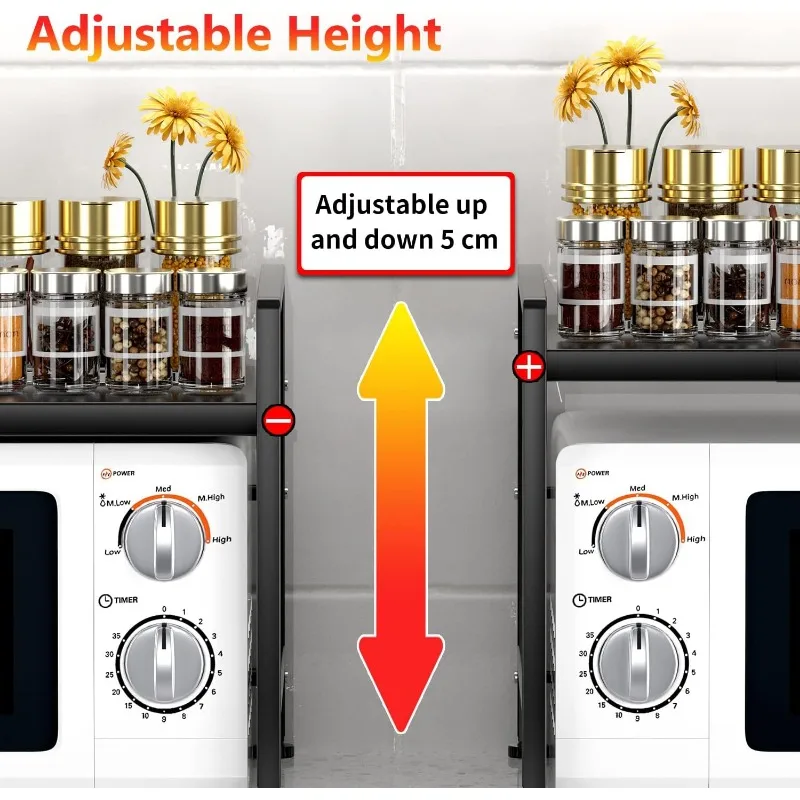 Extendable Microwave Oven Rack - Adjustable Kitchen counter shelf, 2 Tier Microwave Stand (L15.7~23.6" xW12.8 xH17.7) 6