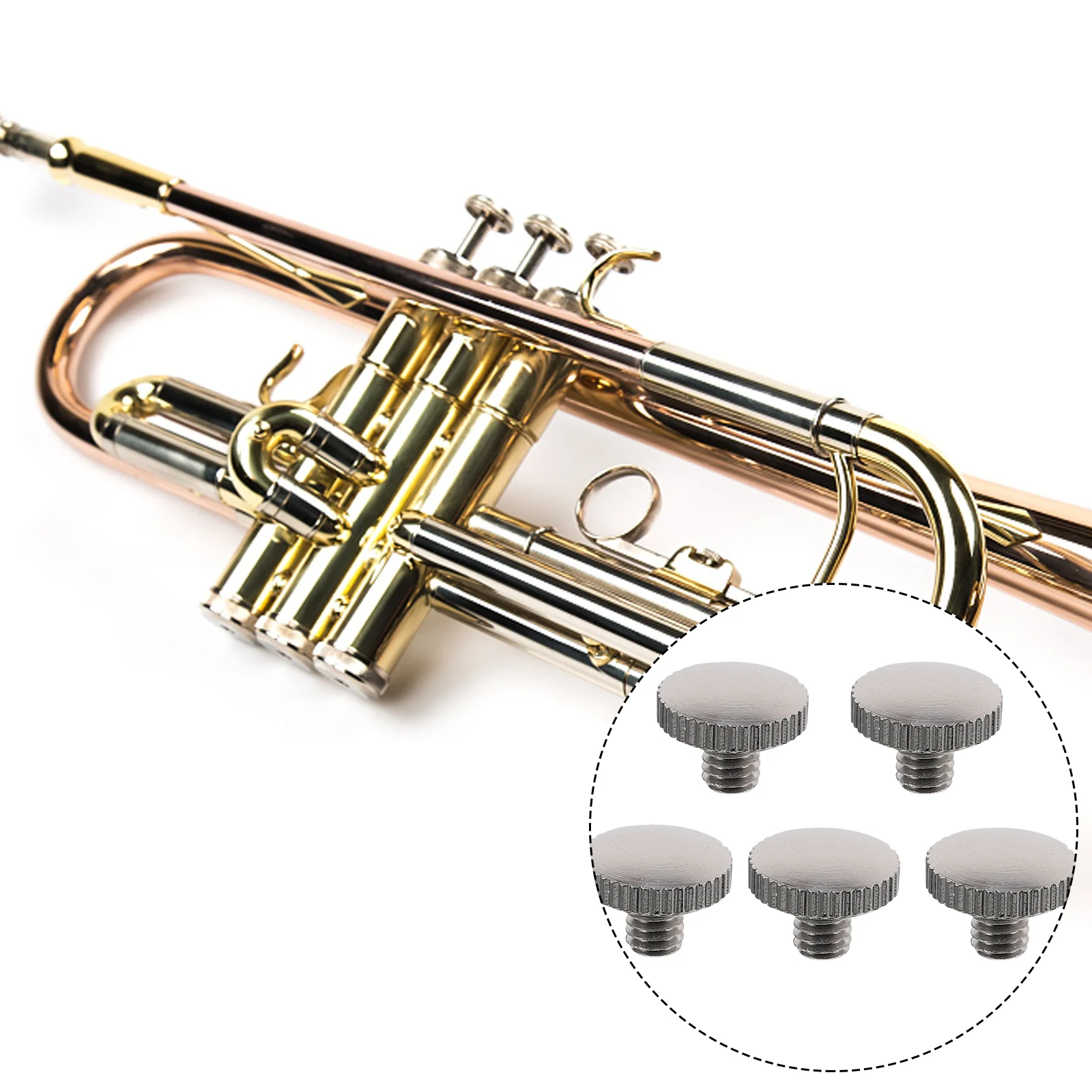5 Pcs High Quality Metal Trumpet Accessories Piston Screw Slide Finger Ring Fixing Screw Musical Instruments Brass Wind