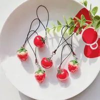 Red Strawberry Tomato Keychain Resin Fruit Charm Cute Pendant for Phone Case/Bag Ideal Birthday Gift for Women And Girls