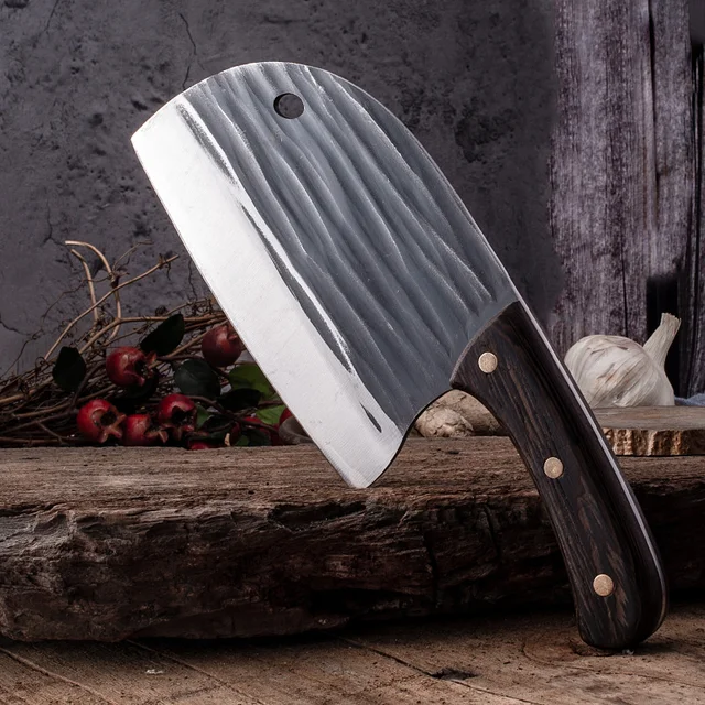 Hand Hammered Forged Dual Purpose Round Head Kitchen Knife