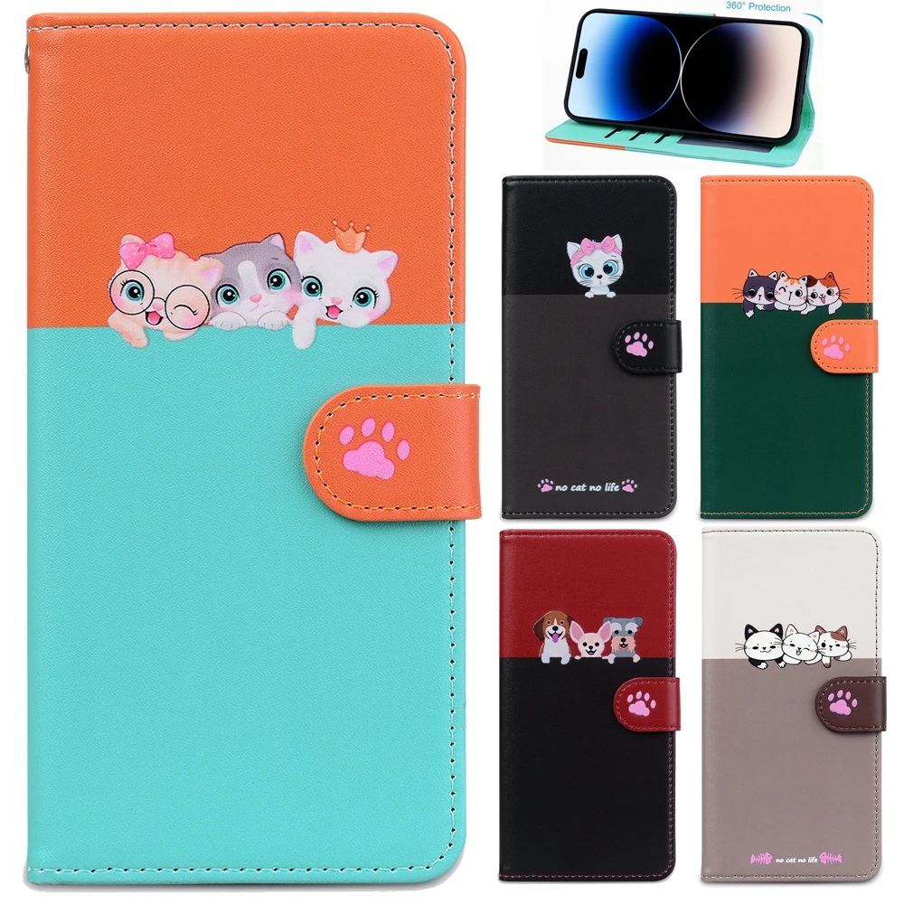 Custodia In Pelle Carina Per Funda Samsung Galaxy S23 Ultra S22 Plus S20 Lite S21 Fe S10 Custodie Kawaii Cat Wallet Flip Phone Cover Posteriore