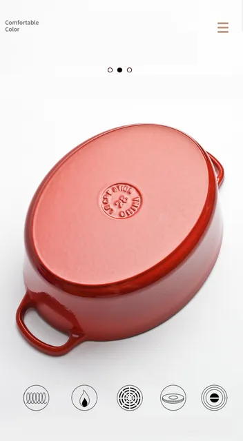 28cm Enameled Cast Iron Oval Dutch Oven for Braising Broiling