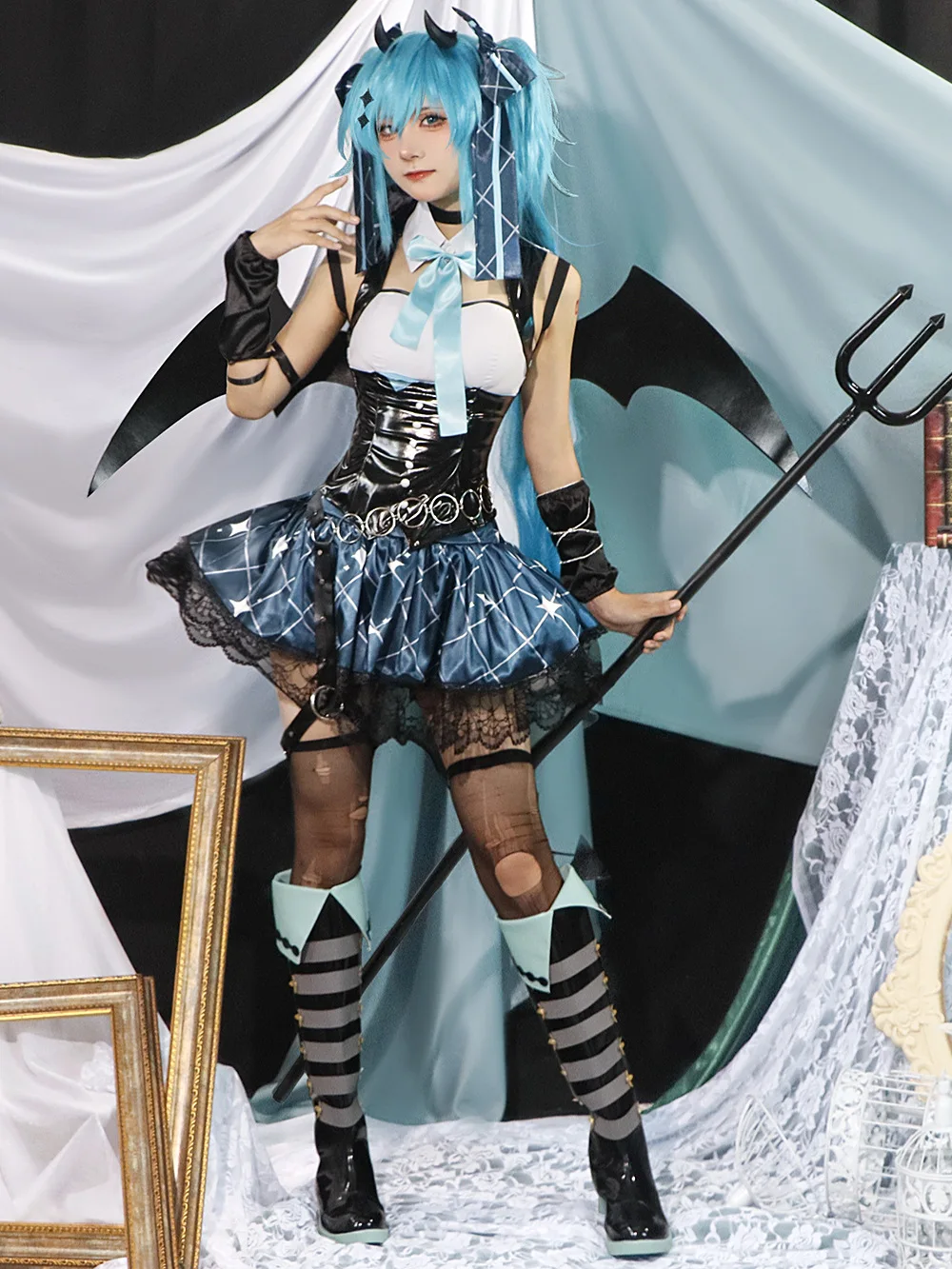 Anime Demon Miku Cosplay Costumes Women Sexy Dress Wings Suit Miku Cute Devil Uniform With Tail Anime Demon Miku Cosplay Costumes Women Sexy Dress Wings Suit Miku Cute Devil Uniform With Tail