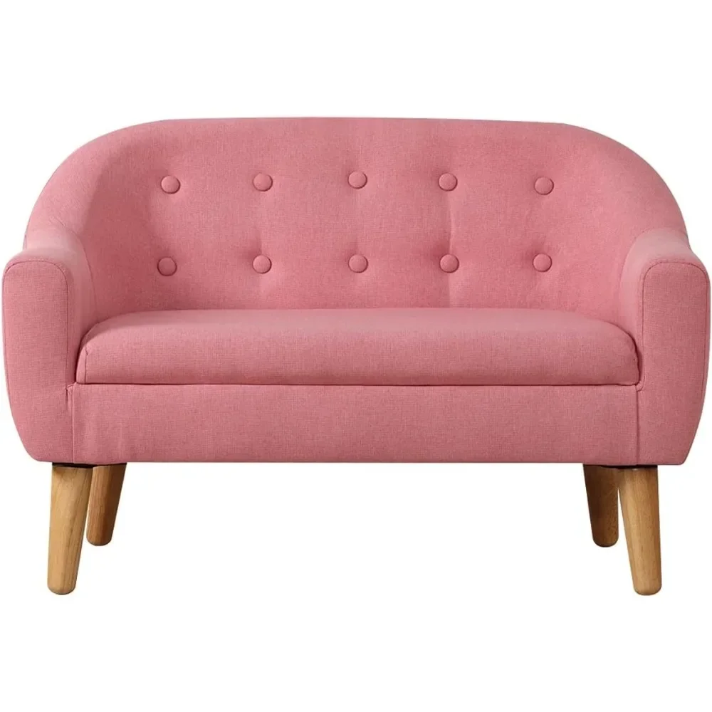 Children's Sofas, Kids Sofa,Linen Fabric 2-Seater Upholstered Couch,Small Toddler Couch for Children Gift(30-Inch) (Pink) 6