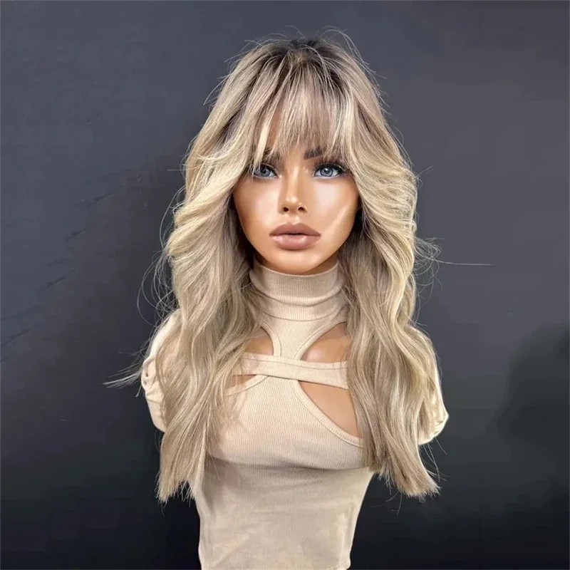 High Quality Ombre Ash Blonde HD Invisible‌ Synthetic Lace  display picture 1