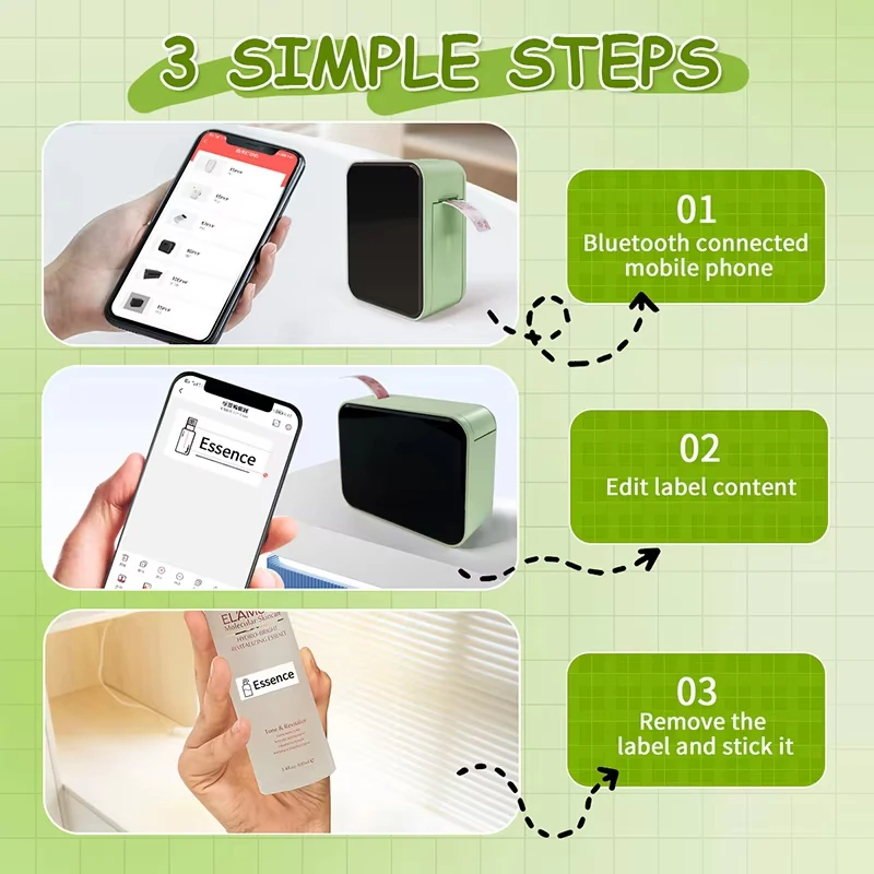 Marklife P15 Mini Portable Label Printer Smart Pocket Printer Thermal Adhesive Sticker Labeling Machine ot 3PK Label Paper NoInk - 4