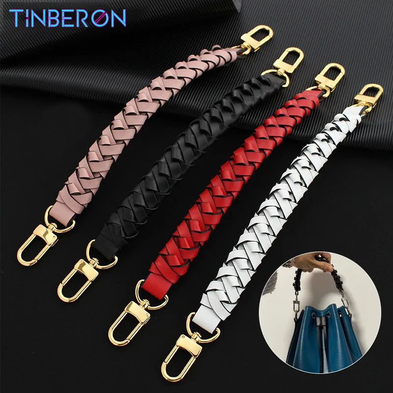 TINBERON Handbag Handle Strap Fits For Bucket Bag Short Weave Bag Strap Vachetta Leather Luxury Bag Handle Strap Bag Accessories