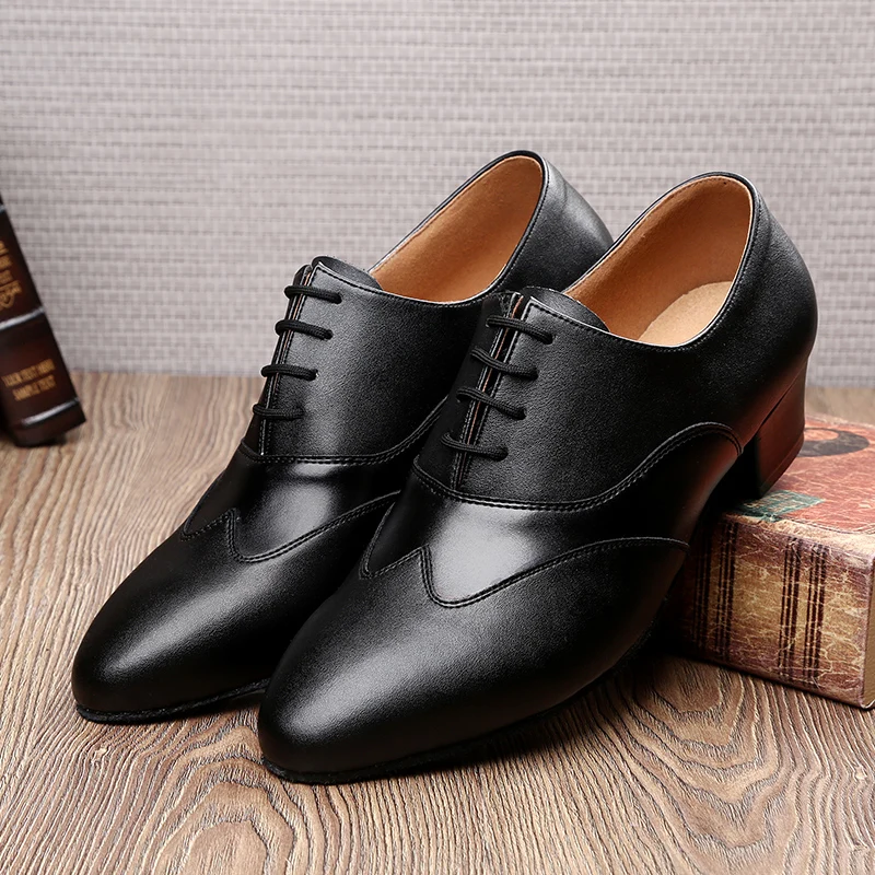 Leather Men Modern Dancing Shoes GYM Ventilate Ballroom Latin Dance Shoes Sports Adult Formal Dress Square Banquet Male Sneakers