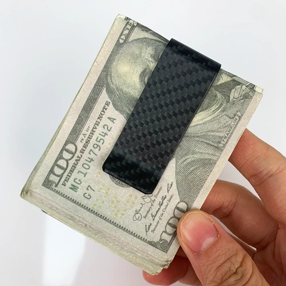 Unique Gift 22mm Durable Real Carbon Fiber Credit Card Holder Mini 3K Twill Money Clip