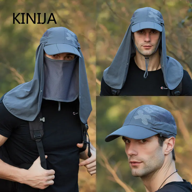 Sun Hat Foldable Quick Drying Waterproof 360&deg; Visor UV Protection Baseball Cap Men Shawl Women Dual Use Fishing Hiking Cap