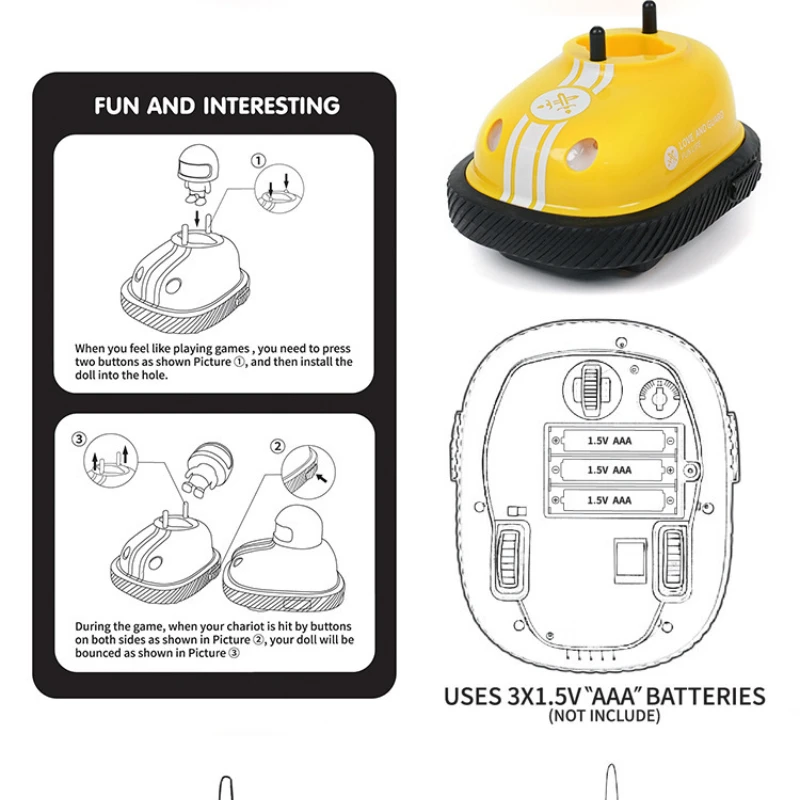 RC Toy 2.4G Super Battle Bumper Car Pop-up Doll Crash Bounce Ejection Light Children's Remote Control Toys Gift for Parenting 6
