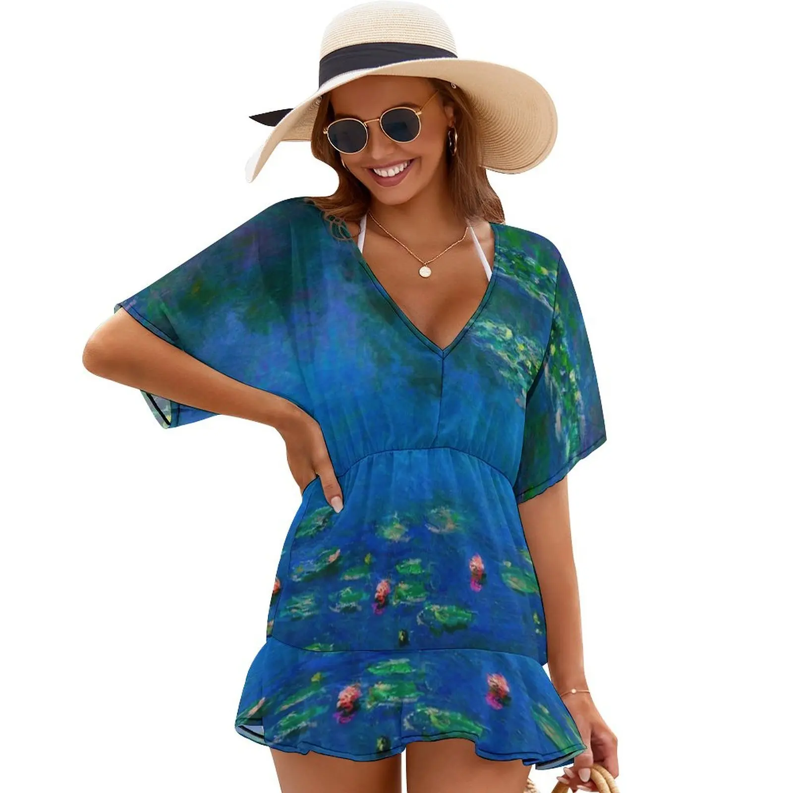 

claude monet - water Lilies,blue water Lilies Cover Ups Woman clothing clothing women summer 2024 dresses summer