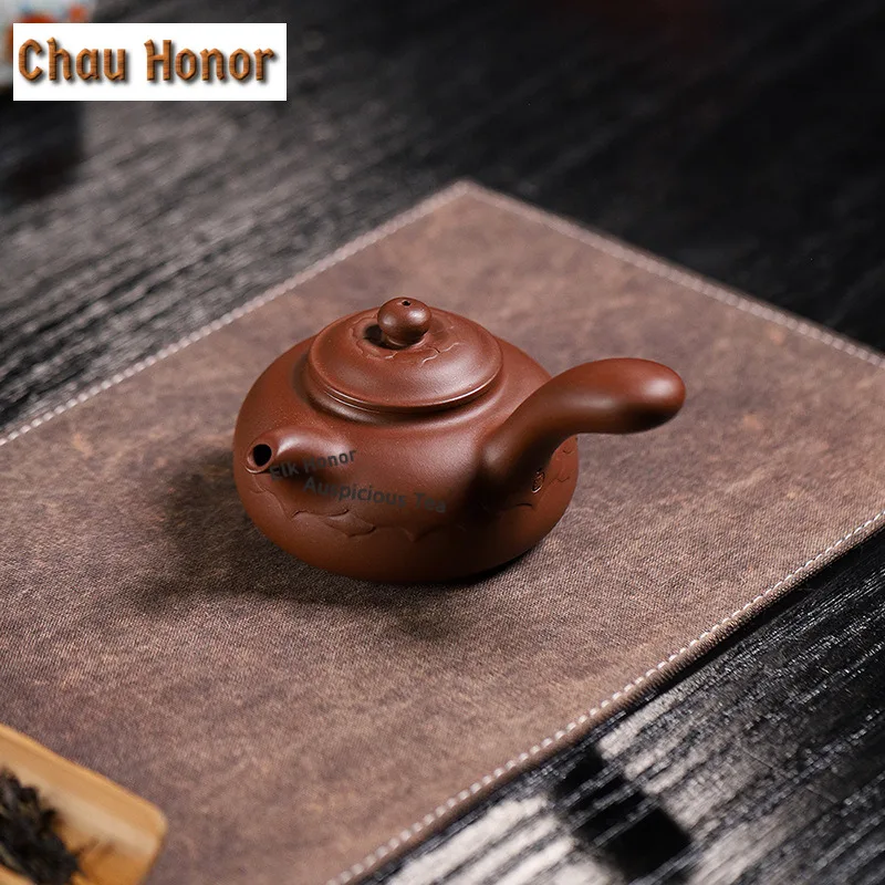 210ml Retro Yixing Purple Clay Teapots Handmade Tang Feather Pot Raw Ore Mud Kettle With Infuser Chinese Zisha Tea Set Cafes