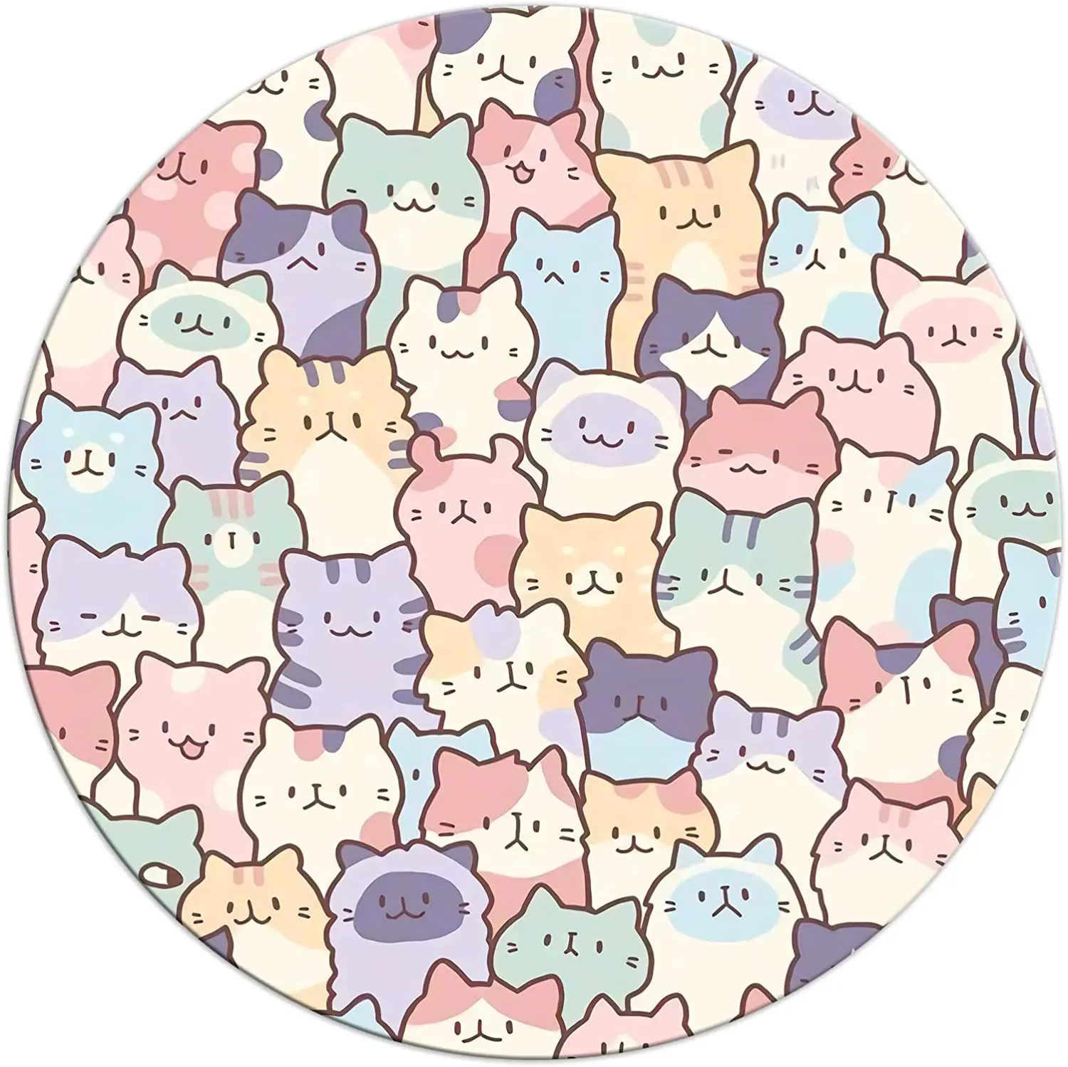 

Cute Cat Round Mouse Pad Small Non-Slip Rubber Mouse Pad Computer and Laptop Mouse Mat for Office Desk Gaming Decor 7.9x7.9 Inch