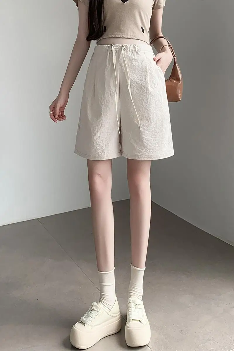 Summer Pregnancy Thin Shorts Drawstring Waist Loose Casual Maternity Short Pants Wide Legs Pregnancy Brief Trousers with Pockets 2