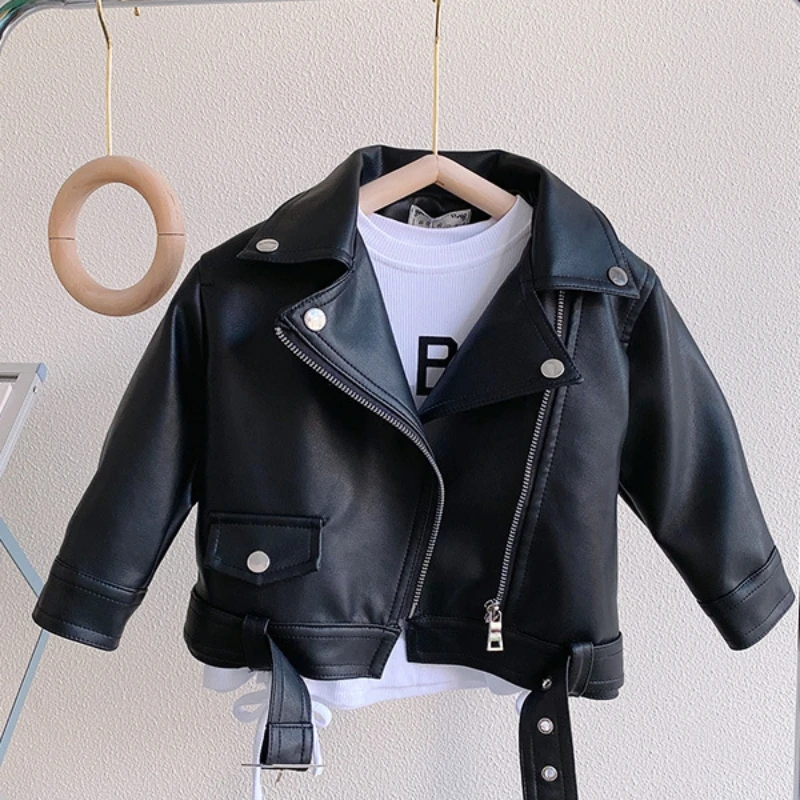 Children Leather Jackets 1-6 Year Spring Autumn Boys and Girls Washed