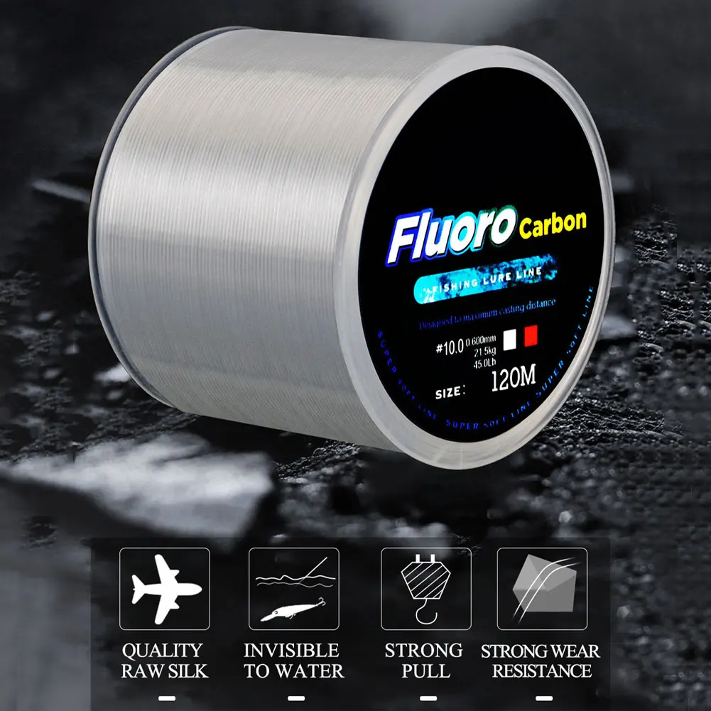 

0.2-0.6mm 3.25-21.5kg 120M Fishing Line Carbon Fiber Coating Nylon String Cord Clear Durable Fishing Wire Outdoor Fishing Tool