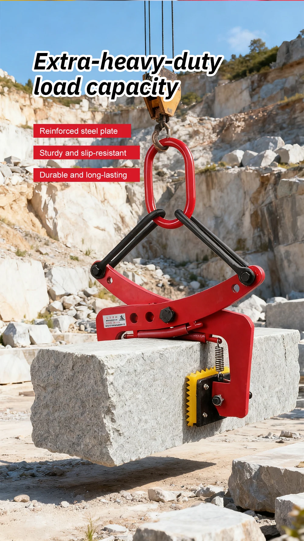 Stone Lifting Clamp Spring-loaded Stone Plate Clamp Marble Slab Clamp Handling T