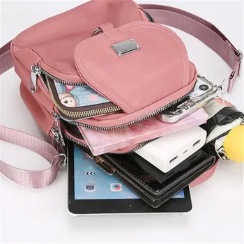 حقيبة كروس نسائية من النايلون خفيفة الوزن، حقيبة يد صغيرة كاجوال مع حقيبة متعددة بسحاب، حقيبة كتف بتصميم أنيق للاستخدام اليومي 6